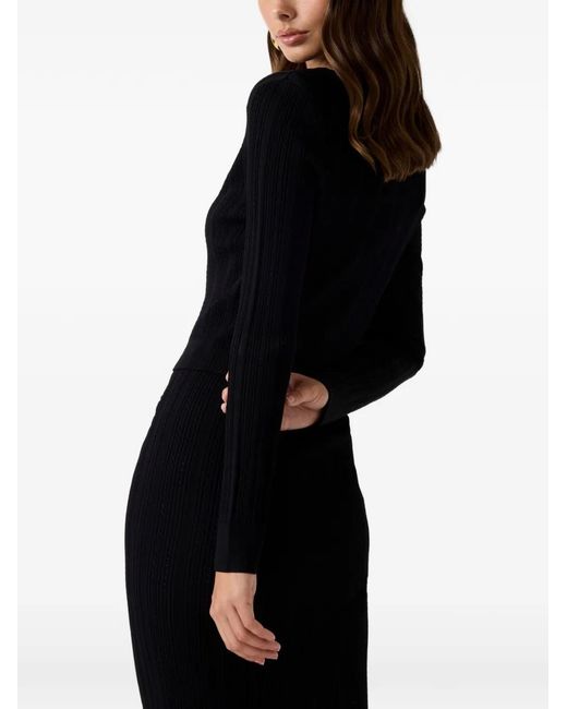 Guess Black Cable-Knit Button-Down Cardigan