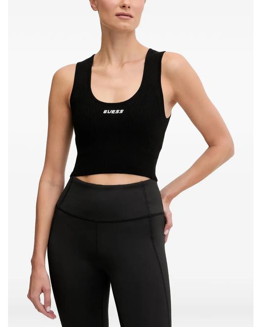 Guess Black Logo-Detail Tank Top