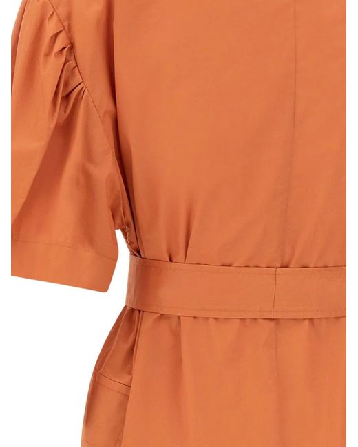 Kaos Jurk Met Zakken En Korte Mouwen in het Orange
