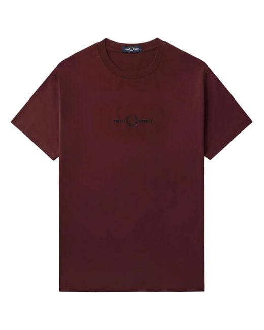 メンズ Fred Perry ロゴ Tシャツ Red