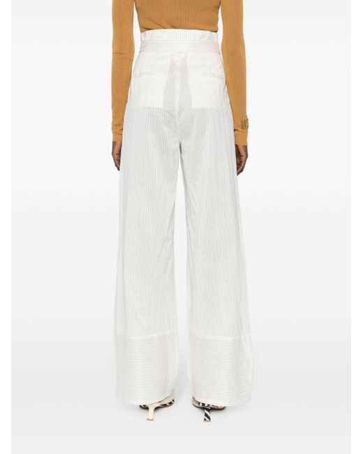 Max Mara White Cotton And Silk Blend Trousers