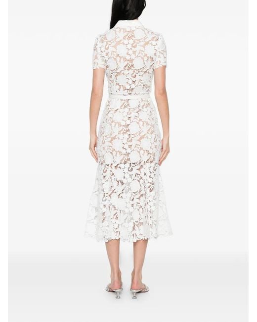 Self-Portrait White Lace Midi Dress