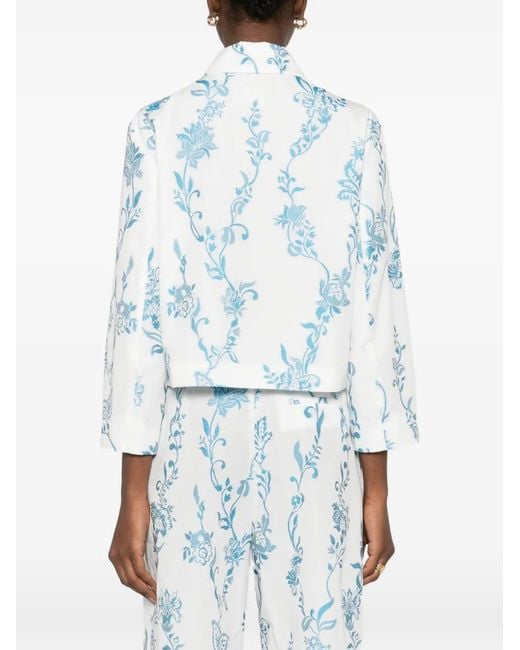 Etro Blue Floral-Pattern Pocket Jacket