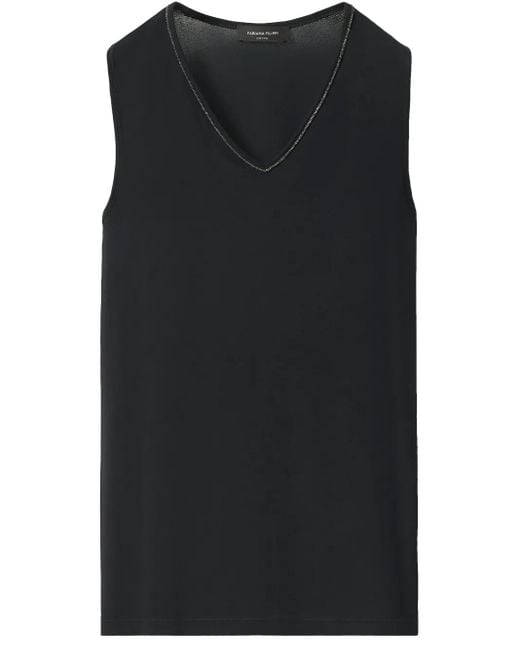 Fabiana Filippi Black Beaded-Trim Sablé Vest