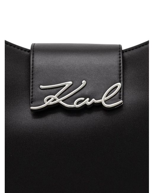 Karl Lagerfeld Black Stud-Embellished Logo-Plaque Tote Bag