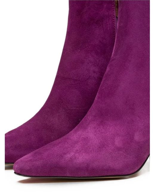 Poche Paris Purple Suede Pointed-Toe Ankle Boots