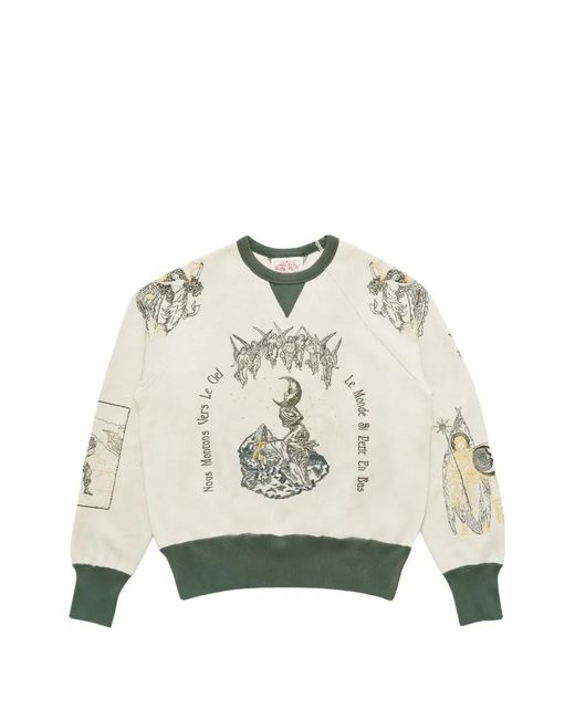 Samuel Zelig White La Luna Crewneck Sweaters for men