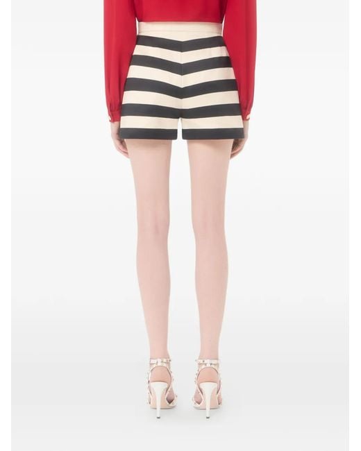 Valentino Garavani Black Short En Satin De Coton À Rayures Maxi Barré