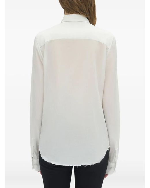 Ann Demeulemeester White Long-Sleeved Cotton Shirt