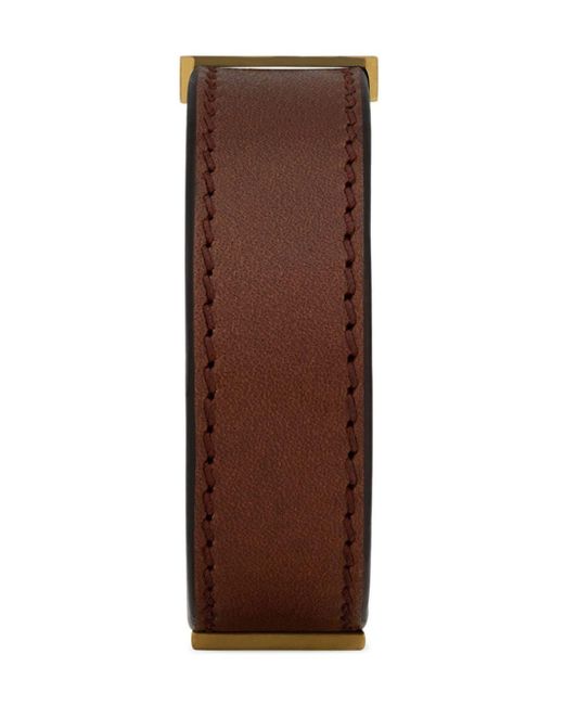 Bracelet en cuir à plaque logo Saint Laurent pour homme en coloris Brown