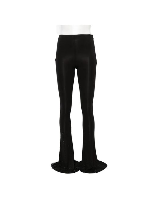 Patrizia Pepe Black Rhinestone-Embellished Flared Trousers