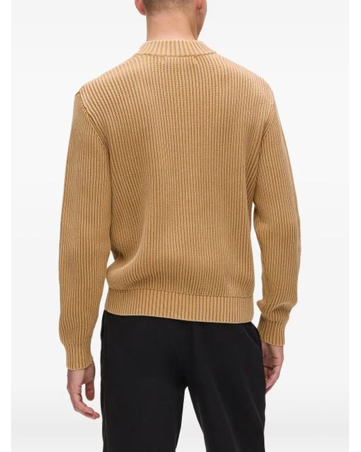 Maglione Con Mezza Zip di Karl Lagerfeld in Natural da Uomo