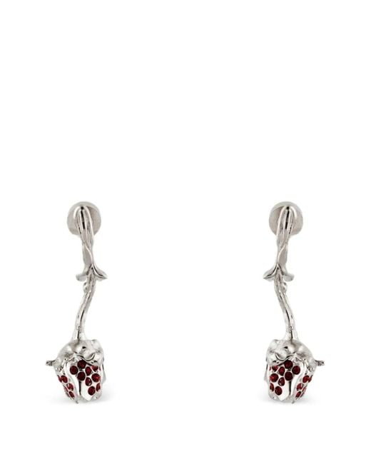 Marni White Bud Crystal Dangle Earrings