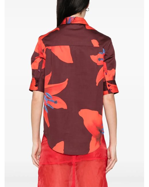 McQueen Red Floral-Print Shirt