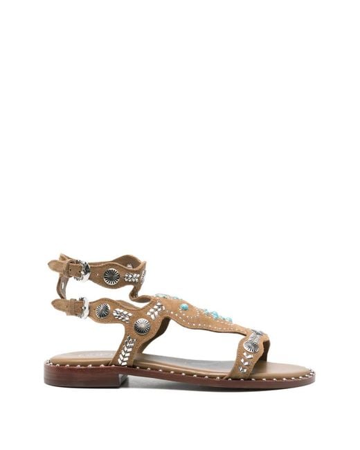 Ash White Buckle-Fastening Sandals