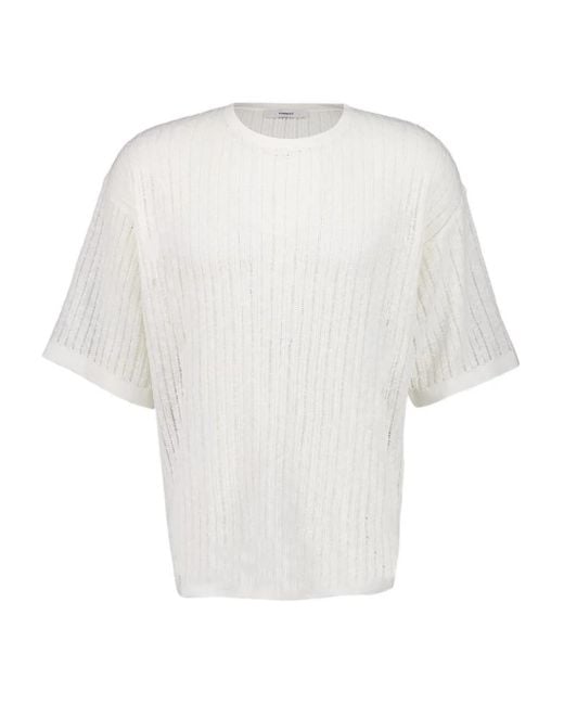Commas White Pointelle Knit T-Shirt for men