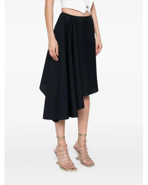 Alexander McQueen Black Asymmetric Midi Skirt
