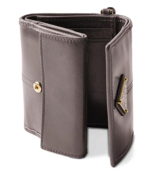 Prada Gray Small Triangle-Logo Wallet