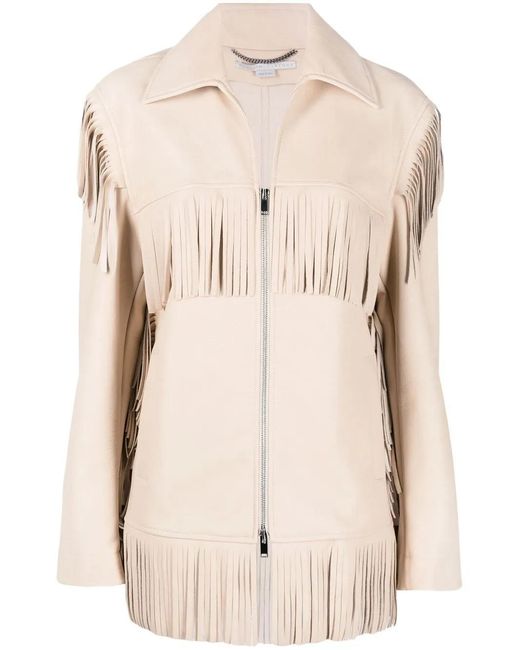 Stella McCartney Natural Fringe-detail Zip-up Jacket