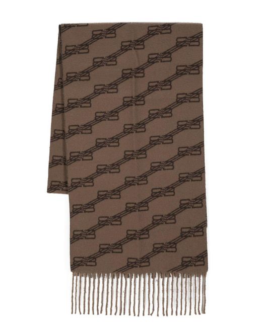 Balenciaga Brown Bb Monogram-print Wool Scarf