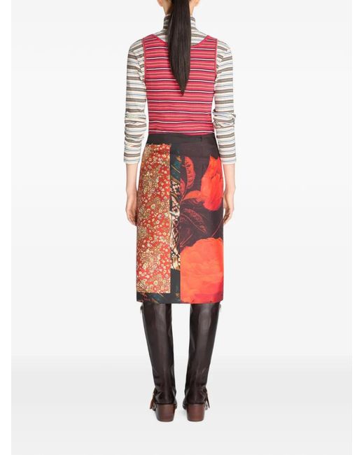 Dries Van Noten Red Wrap Scarf-Skirt