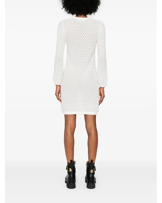 Chloé White Pointelle-Knit Mini Dress
