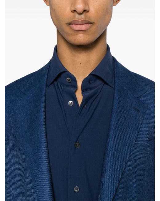 Camisa con cuello italiano Corneliani de hombre de color Blue