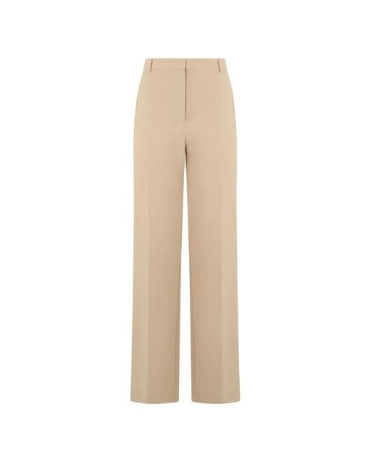 Alberta Ferretti Natural High-Waisted Pressed-Crease Trousers