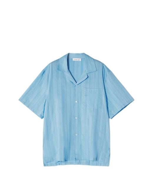 Lanvin Blue Striped Button Shirt for men