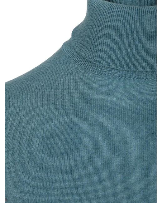 Al Duca D'aosta Blue Ribbed-Trim Cashmere Sweater for men