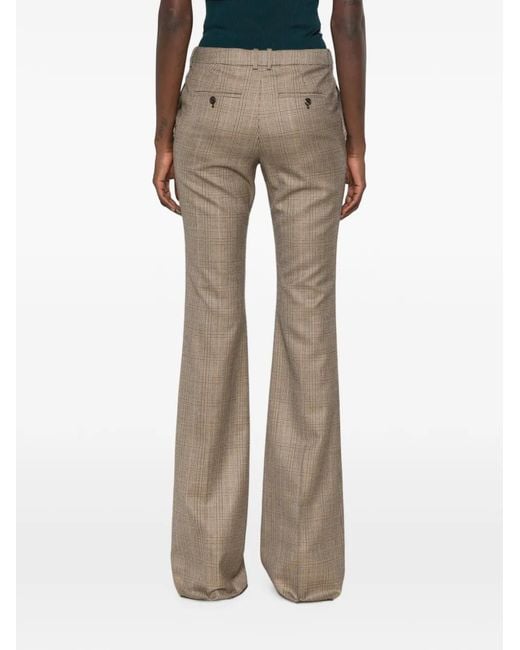 Saint Laurent Natural Check-Pattern Flared Trousers