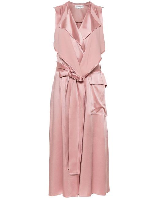 Victoria Beckham Trench Gedrapeerde Satijnen Maxi-jurk in het Pink