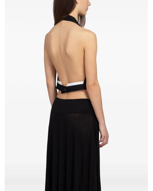 St. Agni Black Upside Down Halterneck Blouse