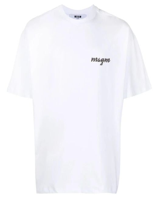 MSGM White Logo-Print T-Shirt for men