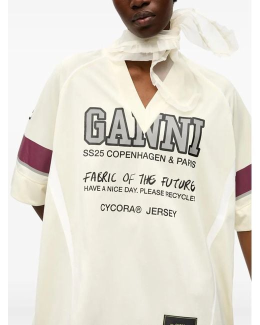 Ganni Natural Off- Future Mesh Oversized T-Shirt