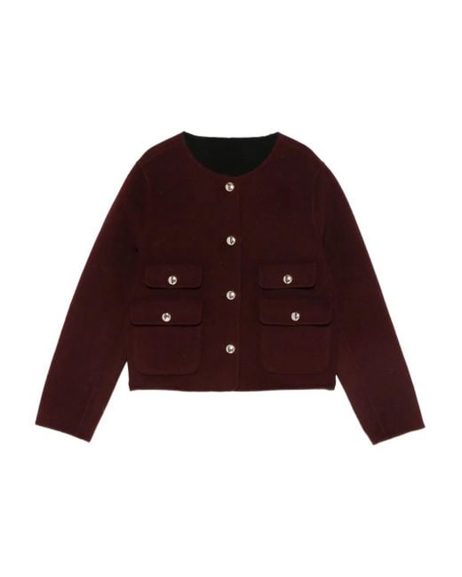 Giacca Crop Con Bottoni E Tasche di Maje in Red