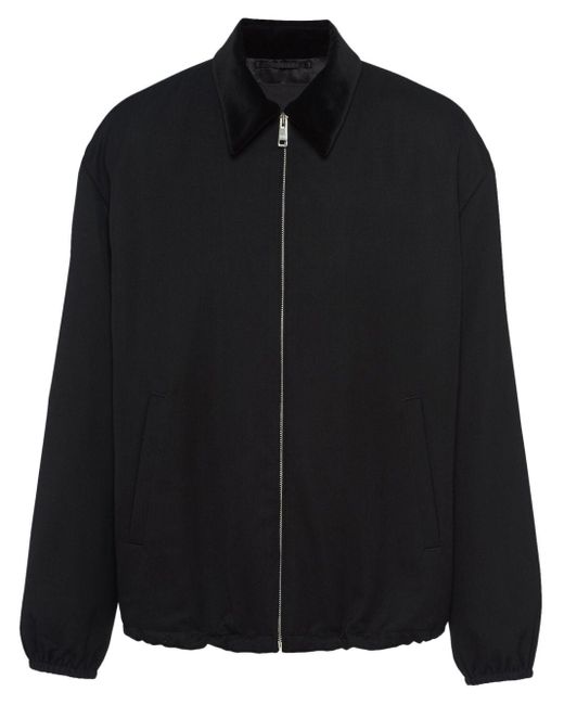 Prada Black Velvet Collar Wool Jacket for men