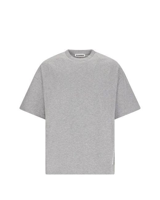 Jil Sander Gray Logo-Print Cotton T-Shirt for men
