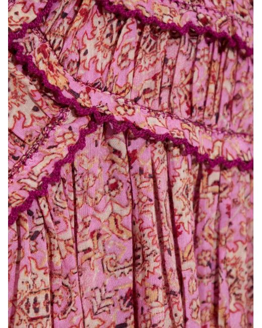 Isabel Marant Red Gerüschter Ceola Minirock mit Print