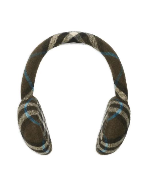 Burberry Black Check Wool Earmuffs
