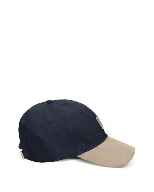 Calvin Klein Blue Mixed Media Colourblock Logo-Patch Baseball Cap for men