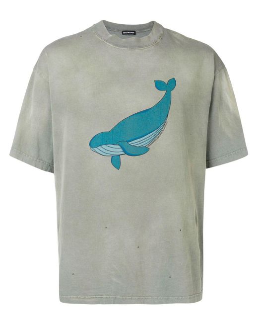 Balenciaga Green Exclusive To Farfetch - Whale Print T-shirt for men