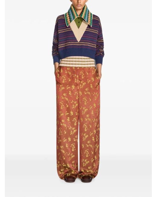 Dries Van Noten Blue Jacquard-Wool Collar