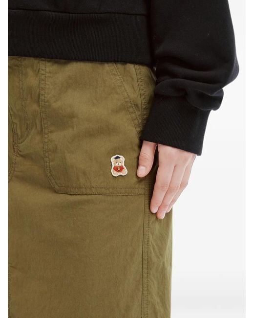 Chocoolate Green Logo-Patch Front-Slit Skirt