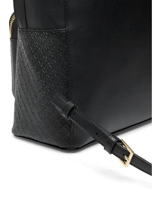 Tommy Hilfiger Black Monogram-Embossed Backpack