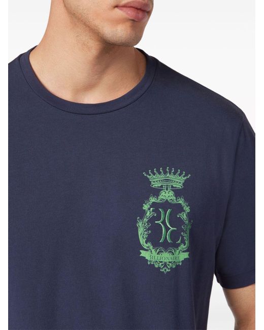Camiseta con logo estampado Billionaire de hombre de color Blue