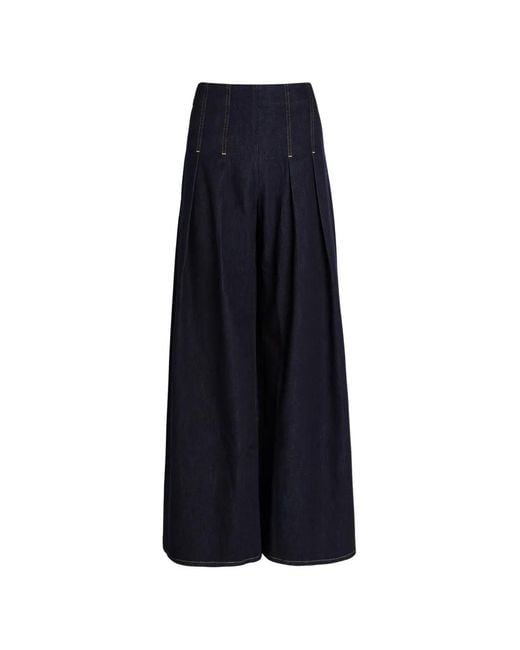 Alice + Olivia Blue Henry Pleated Wide-Leg Jeans