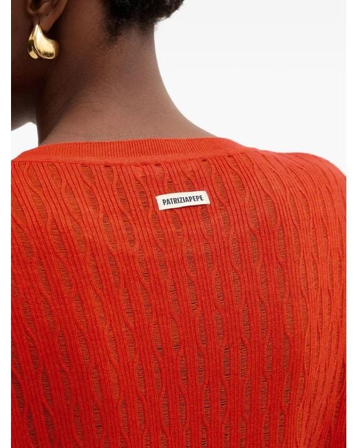 Patrizia Pepe Red Cable-Knit Sweater
