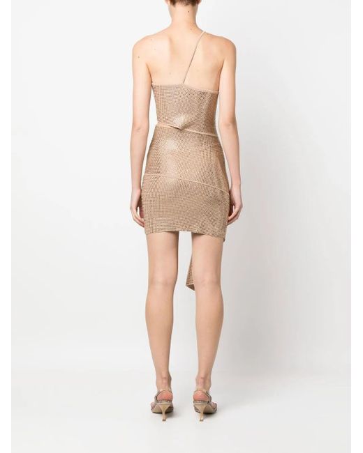 ANDREADAMO Natural Crystal-Embellished Asymmetric Dress