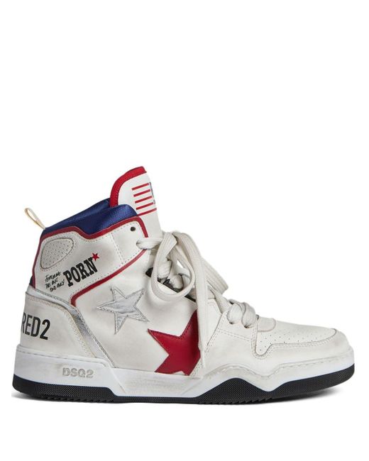 DSquared² White Logo-print High-top Sneakers for men